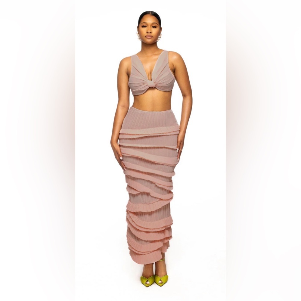 Hanifa Rose Pink Chiffon Set